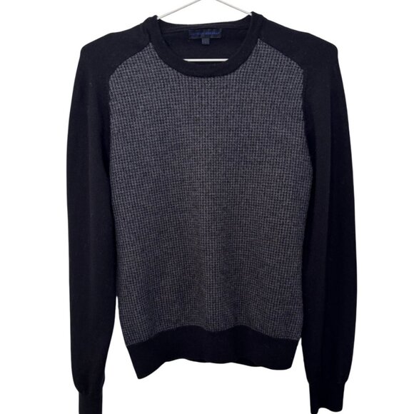 Patrick Assaraf grey long-sleeve crewneck sweater with stripe pattern size US L - Picture 2 of 6